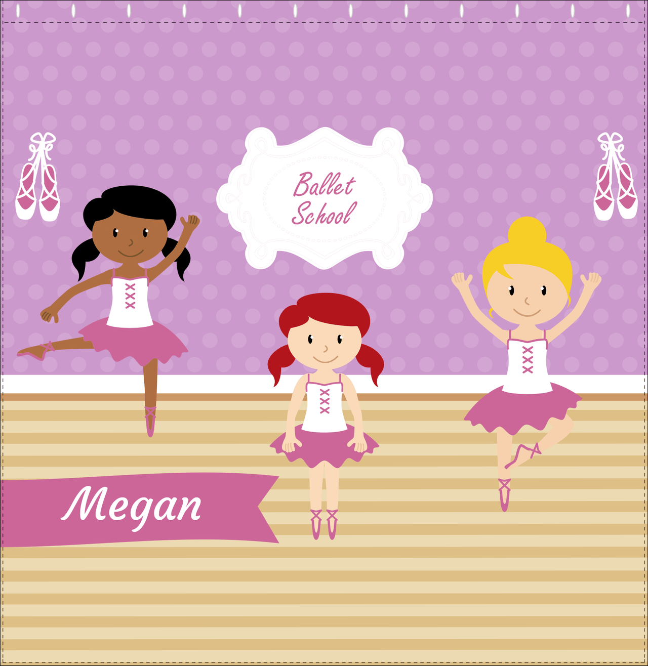 Personalized Ballerina Shower Curtain VI - Ballet School - Lilac Background - Decorate View