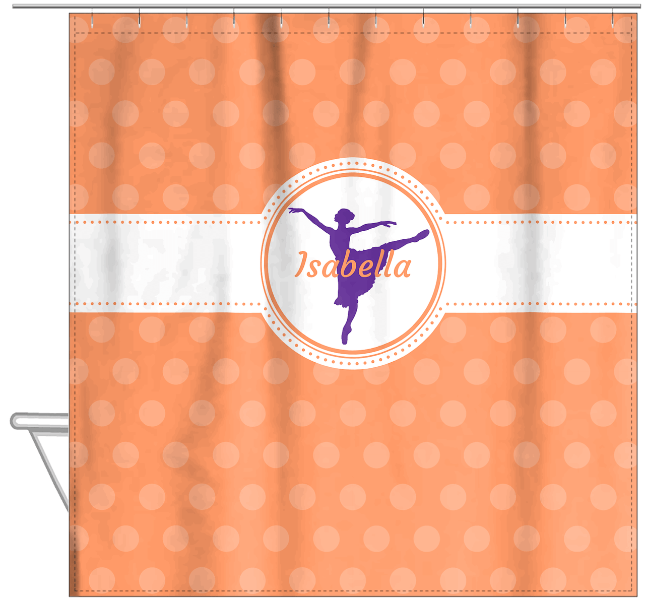 Personalized Ballerina Shower Curtain IX - Silhouette I - Hanging View