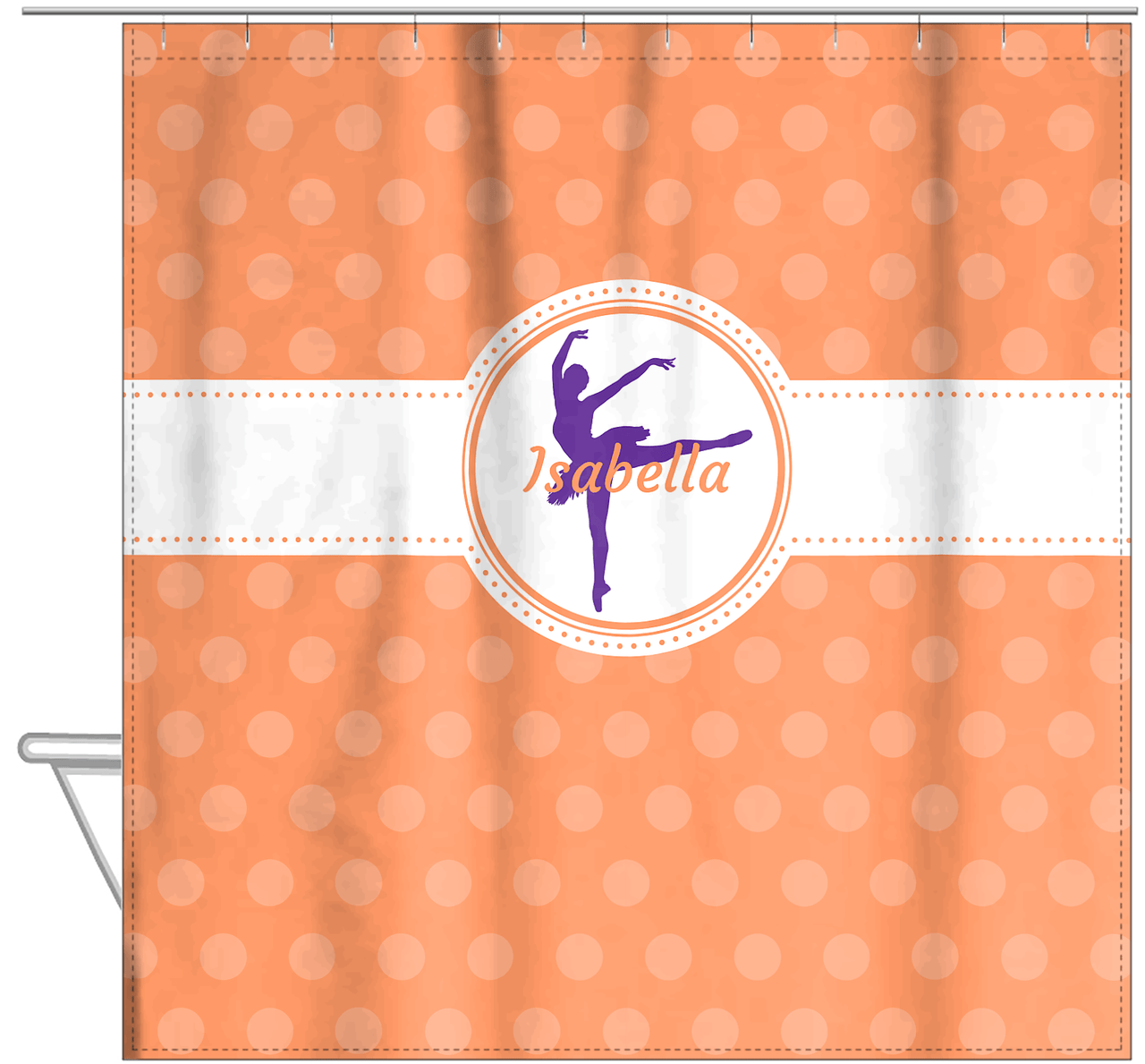 Personalized Ballerina Shower Curtain IX - Silhouette III - Hanging View