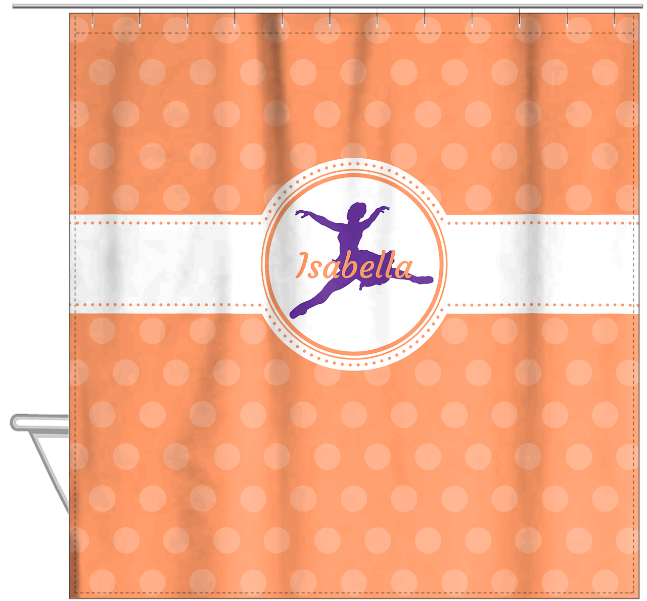 Personalized Ballerina Shower Curtain IX - Silhouette IV - Hanging View