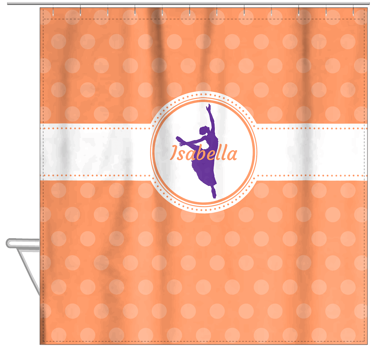 Personalized Ballerina Shower Curtain IX - Silhouette VII - Hanging View