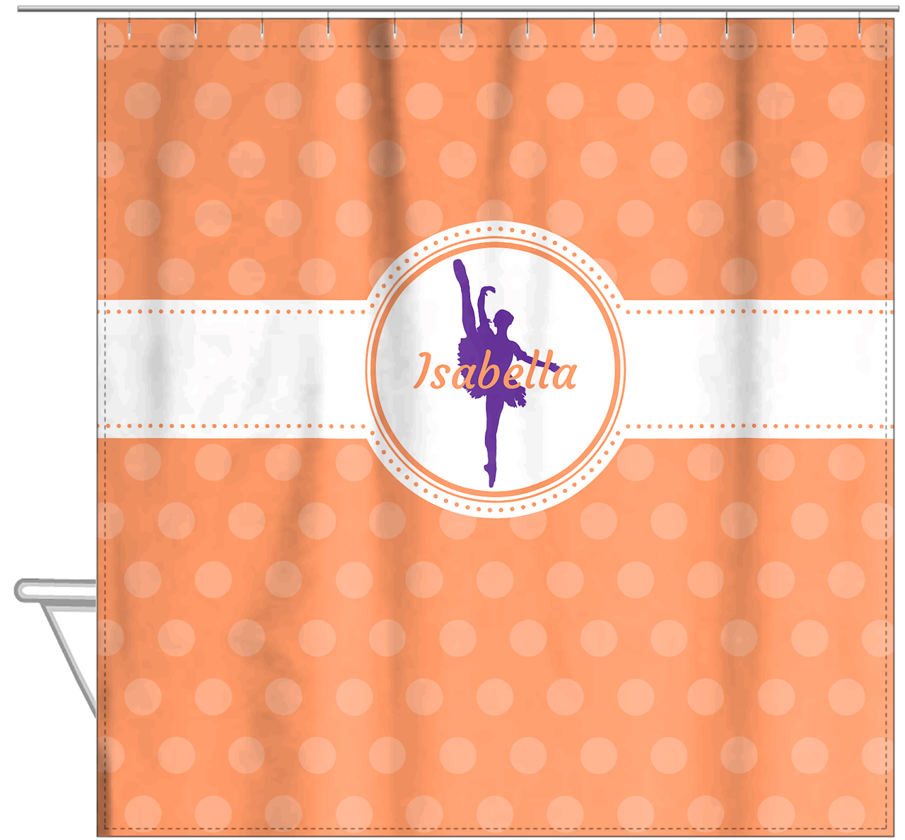 Personalized Ballerina Shower Curtain IX - Silhouette IX - Hanging View