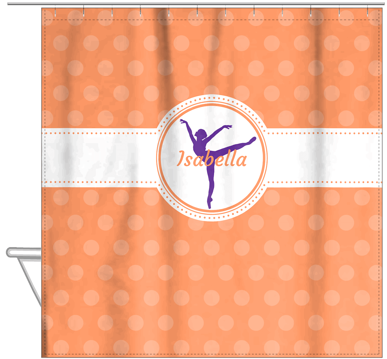 Personalized Ballerina Shower Curtain IX - Silhouette X - Hanging View