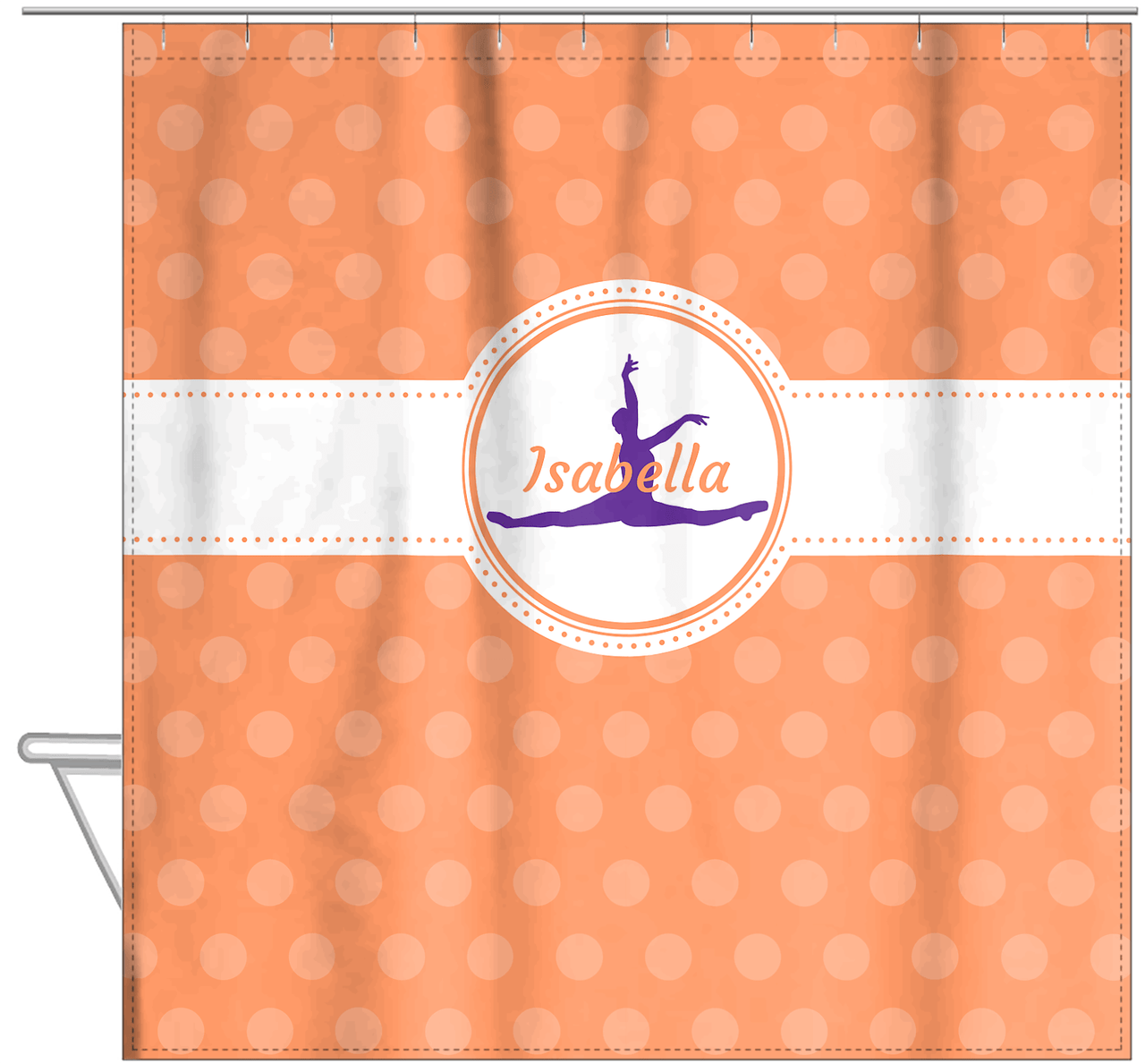Personalized Ballerina Shower Curtain IX - Silhouette XI - Hanging View