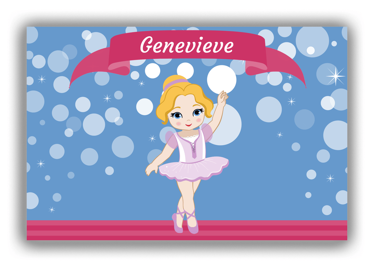 Personalized Ballerina Canvas Wrap & Photo Print III - Bubble Background - Blonde Ballerina - Front View
