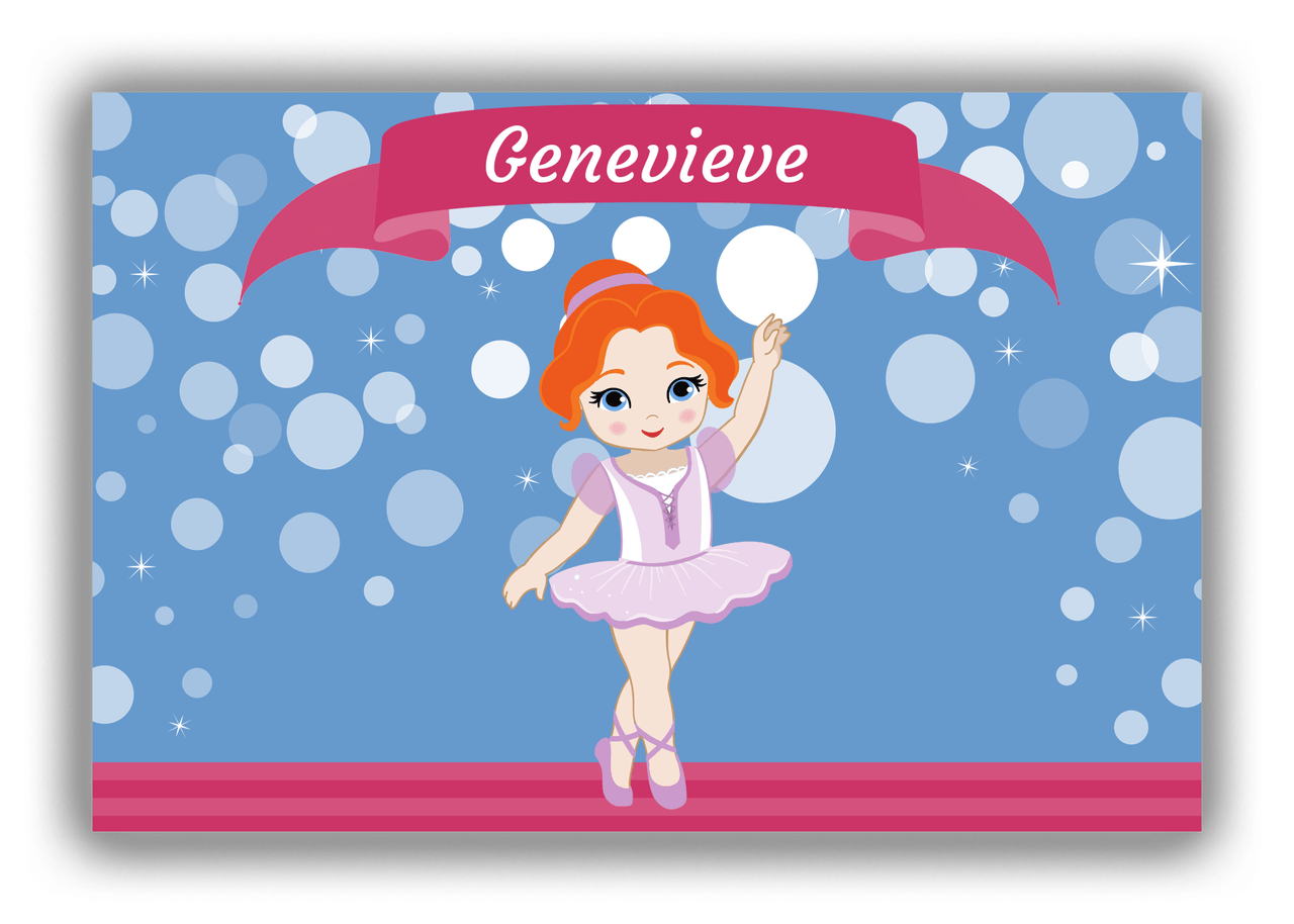 Personalized Ballerina Canvas Wrap & Photo Print III - Bubble Background - Redhead Ballerina - Front View