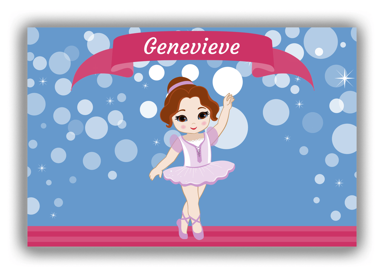 Personalized Ballerina Canvas Wrap & Photo Print III - Bubble Background - Brunette Ballerina - Front View