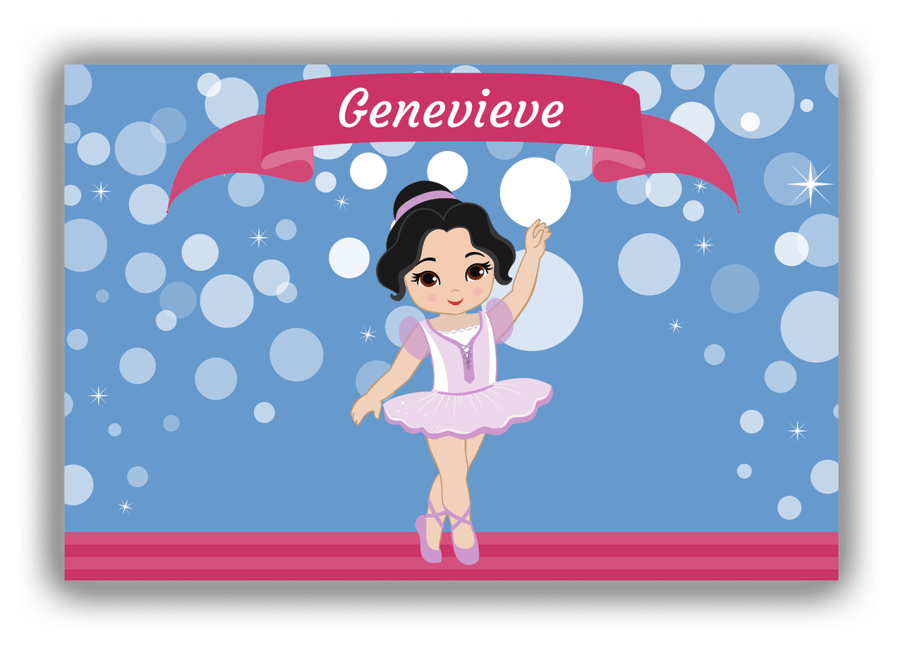 Personalized Ballerina Canvas Wrap & Photo Print III - Bubble Background - Black Hair Ballerina - Front View