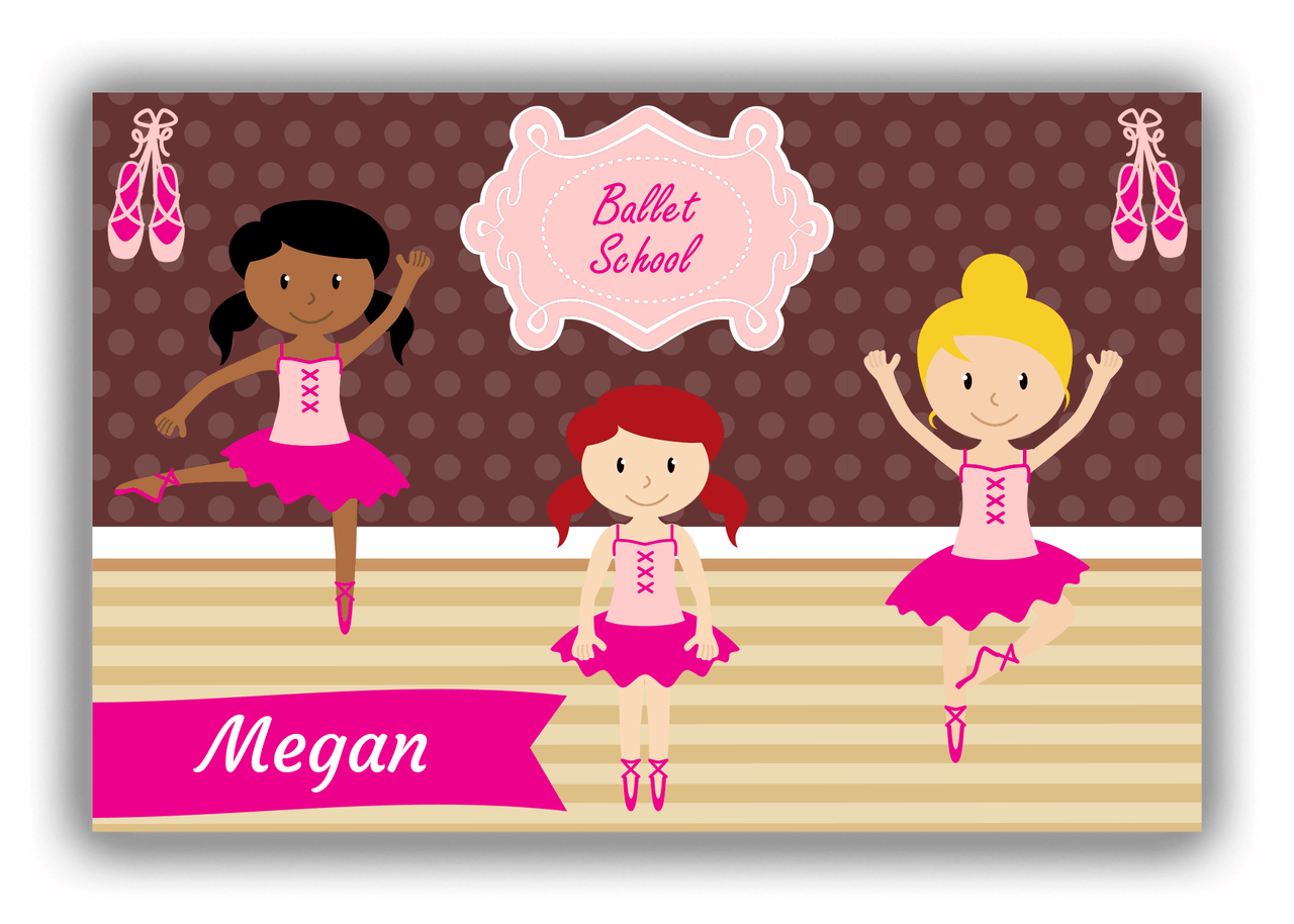 Personalized Ballerina Canvas Wrap & Photo Print VI - Ballet School - Brown Background - Front View