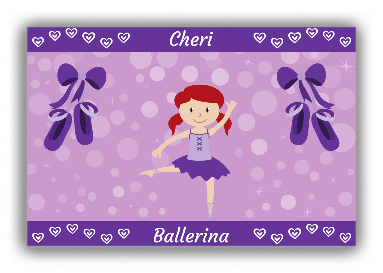 Personalized Ballerina Canvas Wrap & Photo Print VIII - Hearts Dance - Redhead Ballerina - Front View
