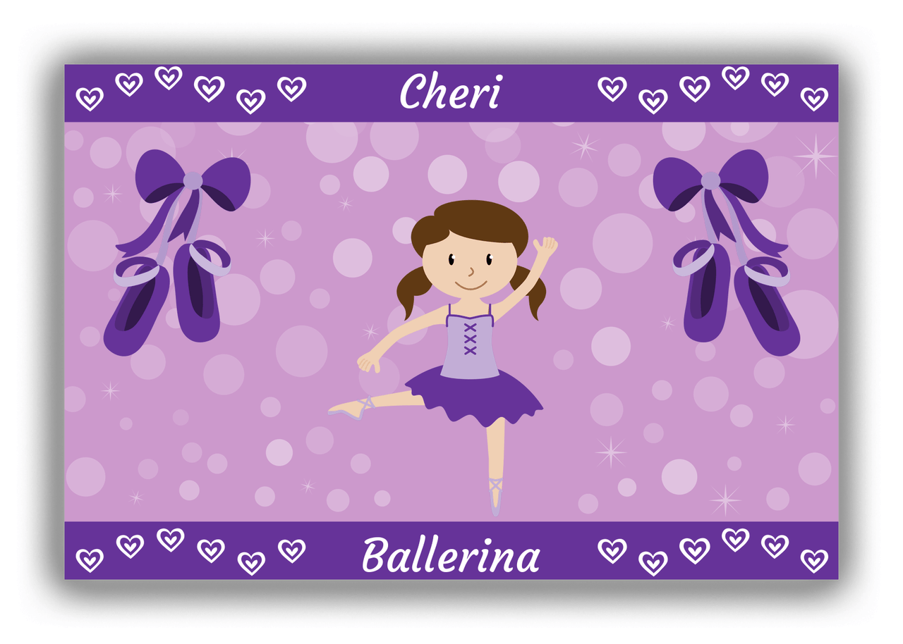 Personalized Ballerina Canvas Wrap & Photo Print VIII - Hearts Dance - Brunette Ballerina - Front View