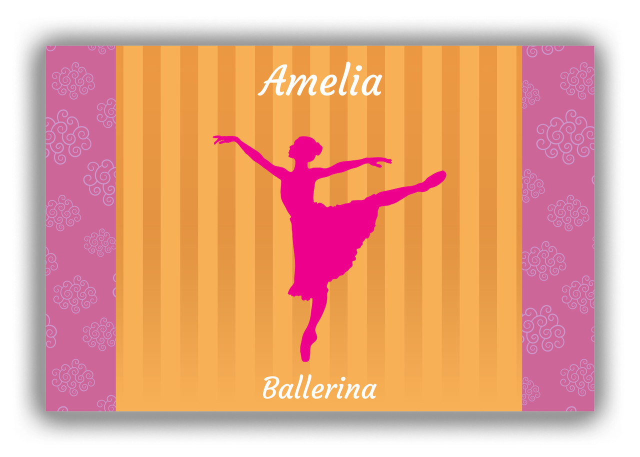 Personalized Ballerina Canvas Wrap & Photo Print X - Orange Background - Ballerina Silhouette I - Front View