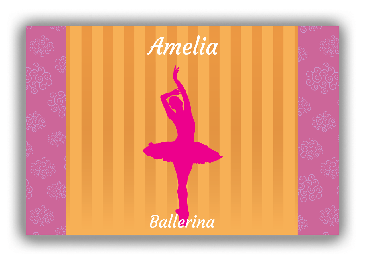 Personalized Ballerina Canvas Wrap & Photo Print X - Orange Background - Ballerina Silhouette II - Front View