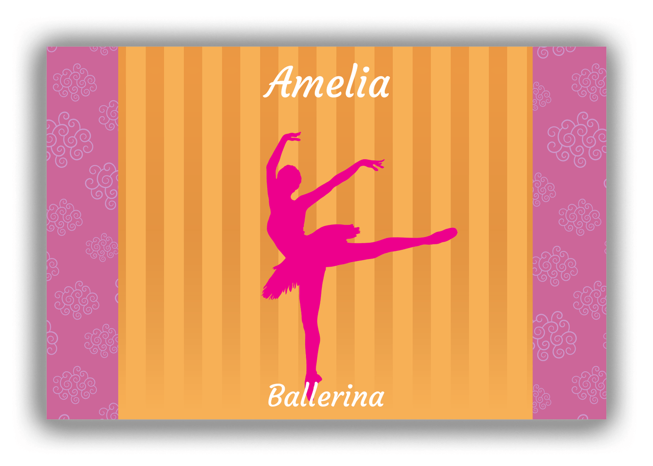 Personalized Ballerina Canvas Wrap & Photo Print X - Orange Background - Ballerina Silhouette III - Front View