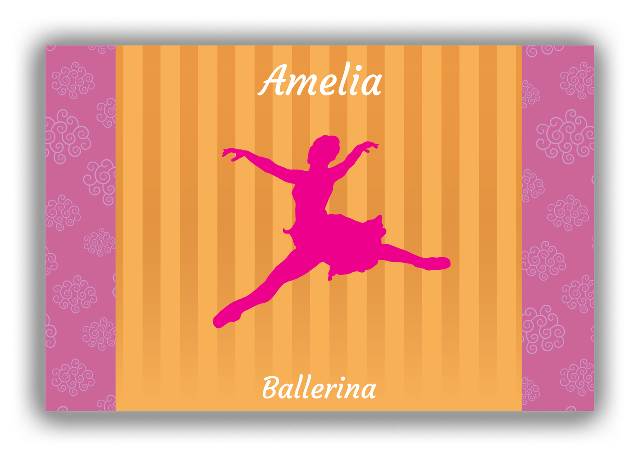Personalized Ballerina Canvas Wrap & Photo Print X - Orange Background - Ballerina Silhouette IV - Front View