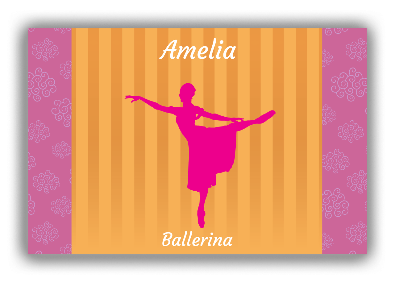 Personalized Ballerina Canvas Wrap & Photo Print X - Orange Background - Ballerina Silhouette V - Front View