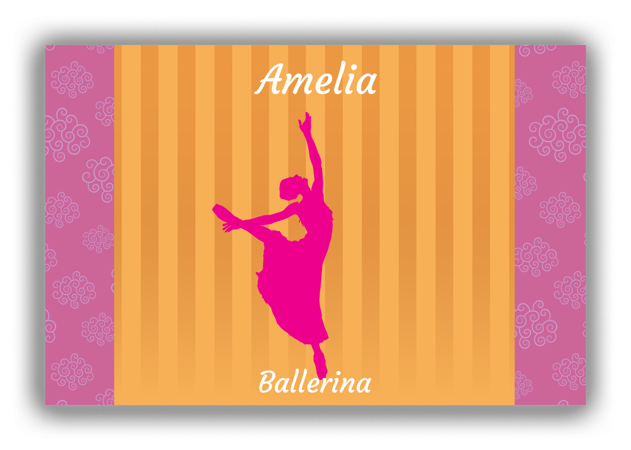 Personalized Ballerina Canvas Wrap & Photo Print X - Orange Background - Ballerina Silhouette VII - Front View