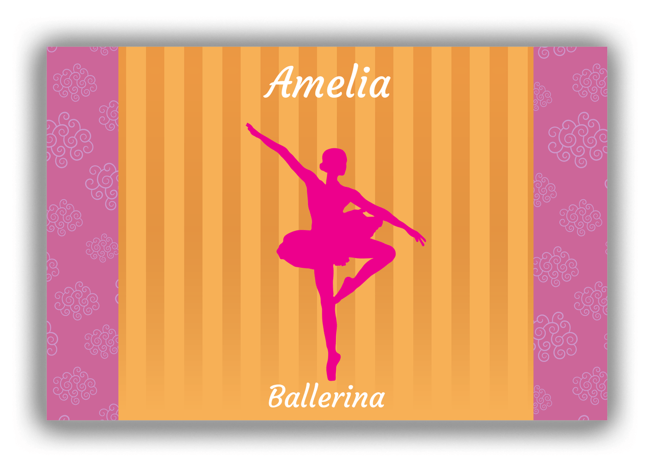 Personalized Ballerina Canvas Wrap & Photo Print X - Orange Background - Ballerina Silhouette VIII - Front View