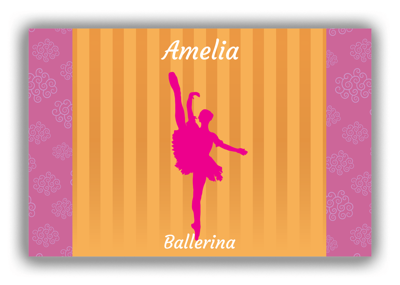 Personalized Ballerina Canvas Wrap & Photo Print X - Orange Background - Ballerina Silhouette IX - Front View
