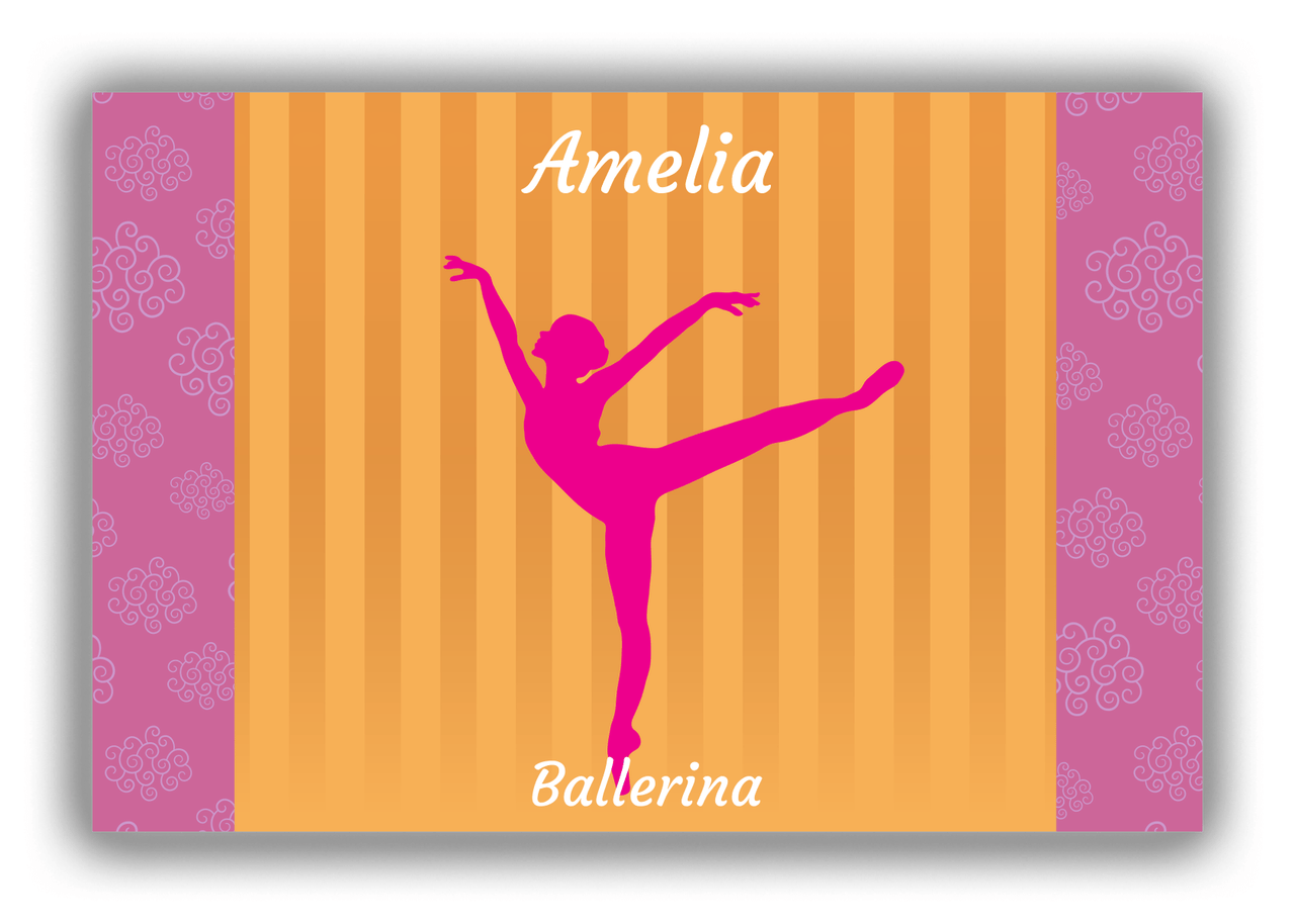 Personalized Ballerina Canvas Wrap & Photo Print X - Orange Background - Ballerina Silhouette X - Front View