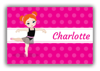 Thumbnail for Personalized Ballerina Canvas Wrap & Photo Print II - Polka Dot Stripe - Redhead Ballerina - Front View
