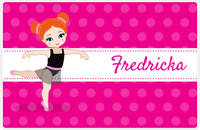 Thumbnail for Personalized Ballerina Placemat II - Polka Dot Stripe - Redhead Ballerina -  View