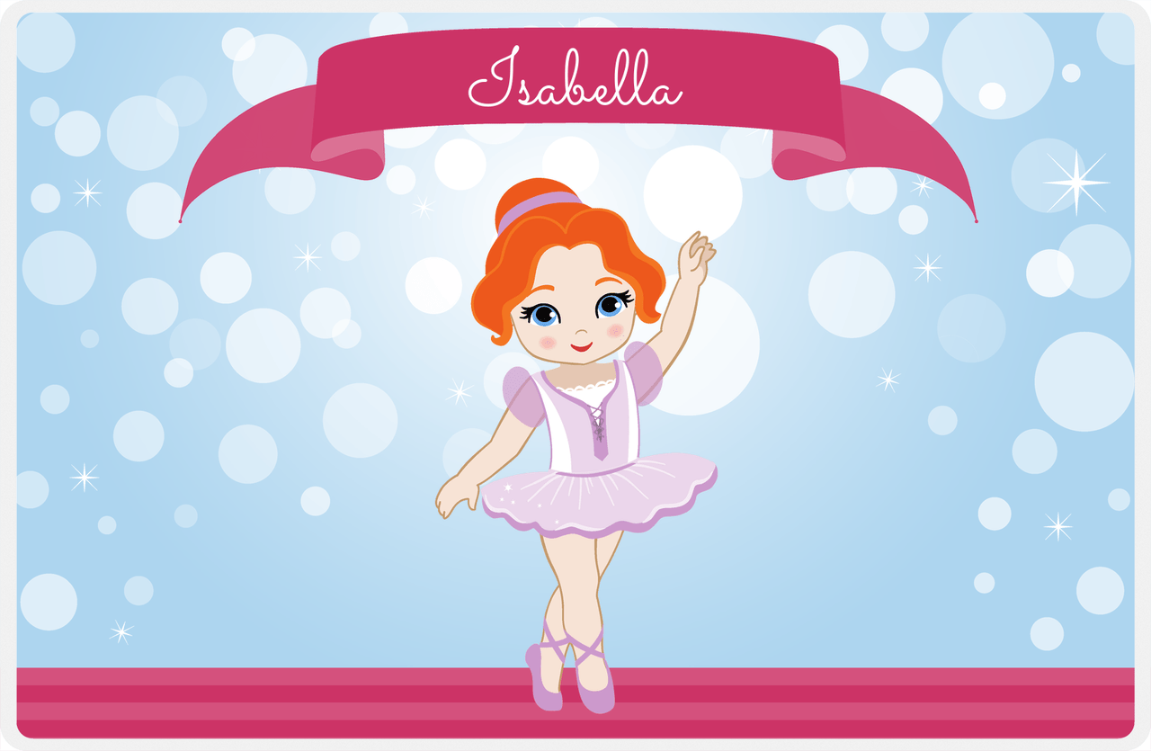 Personalized Ballerina Placemat III - Bubble Background - Redhead Ballerina -  View