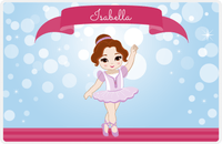 Thumbnail for Personalized Ballerina Placemat III - Bubble Background - Brunette Ballerina -  View