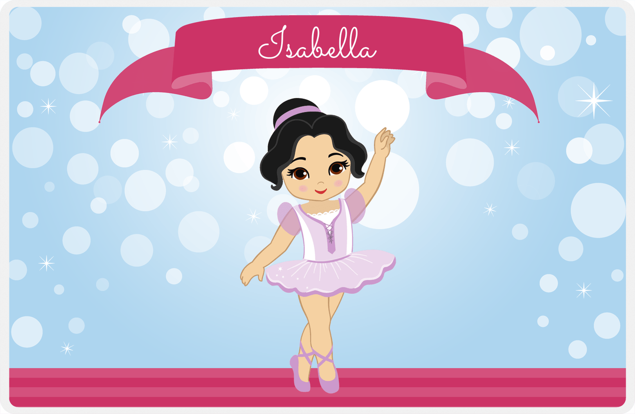 Personalized Ballerina Placemat III - Bubble Background - Asian Ballerina -  View