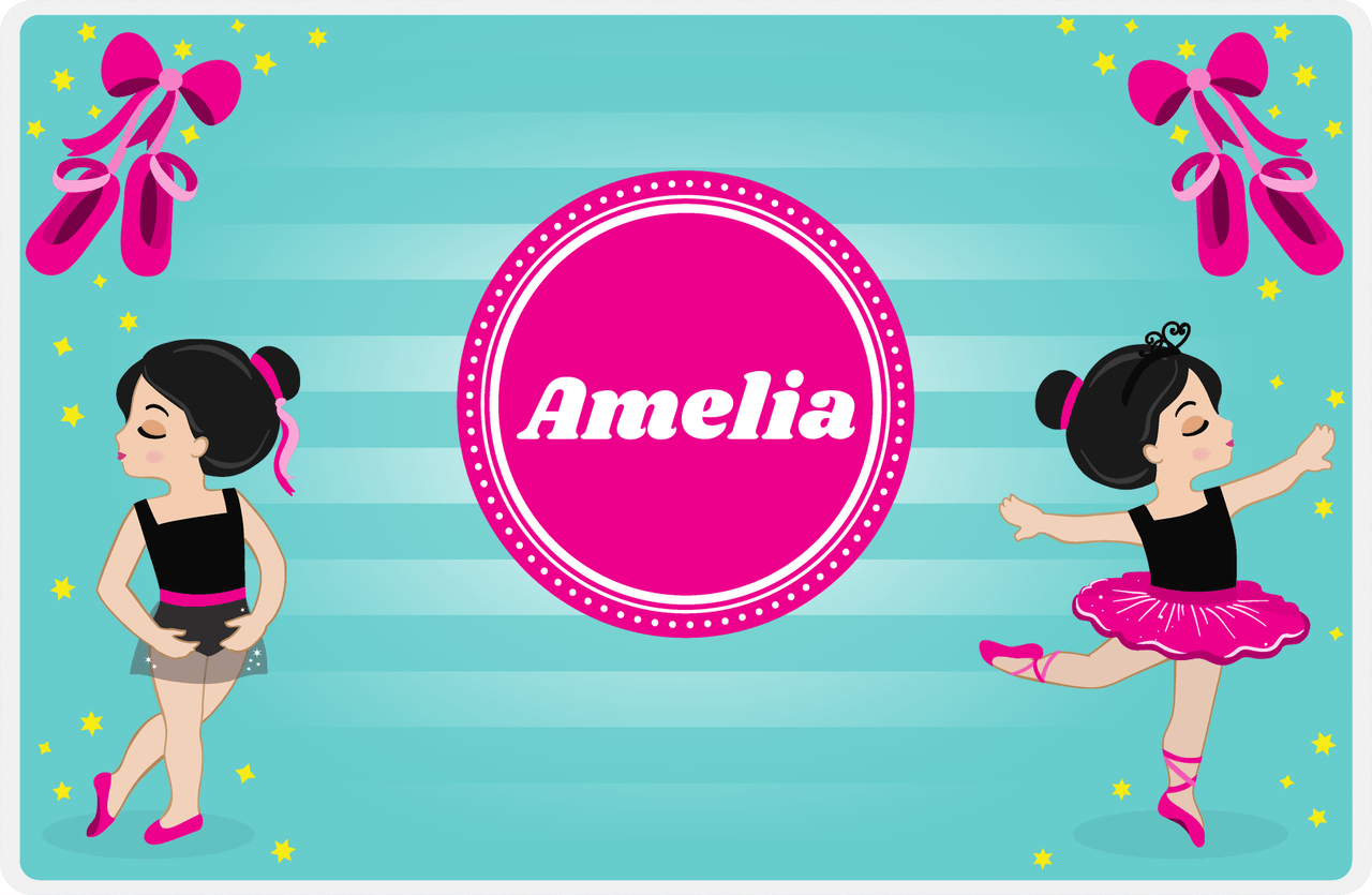 Personalized Ballerina Placemat IV - Pointe Shoes - Black Hair Ballerina -  View