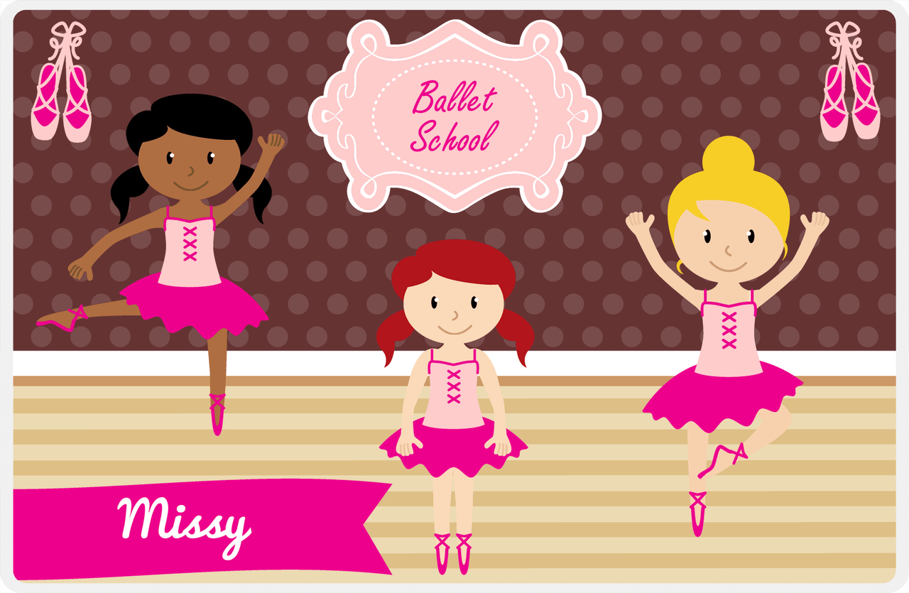 Personalized Ballerina Placemat VI - Ballet School - Brown Background -  View