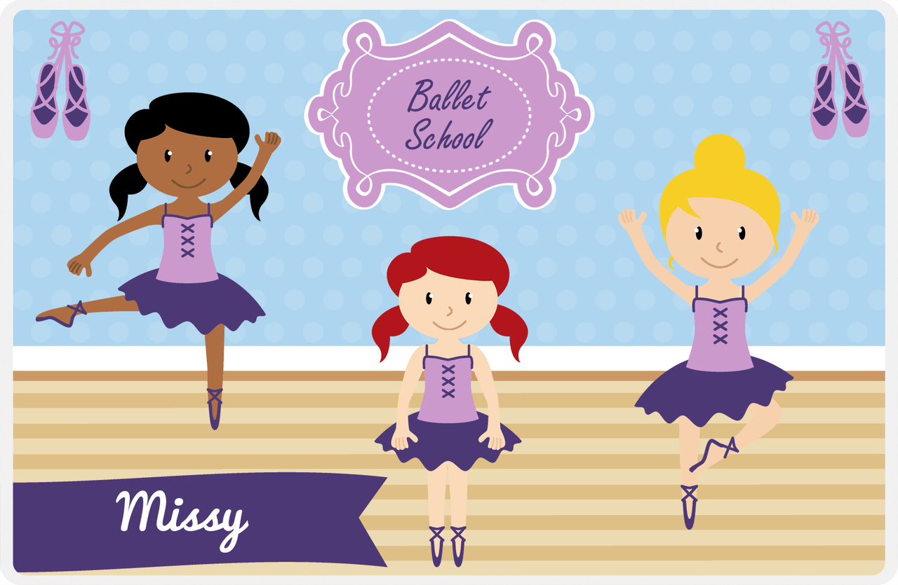 Personalized Ballerina Placemat VI - Ballet School - Blue Background -  View