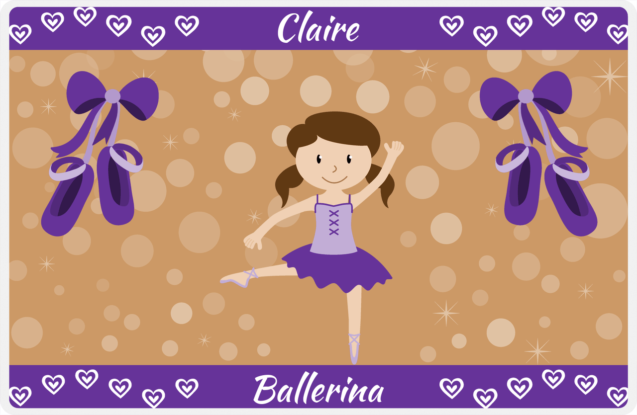 Personalized Ballerina Placemat VIII - Hearts Dance - Brunette Ballerina -  View