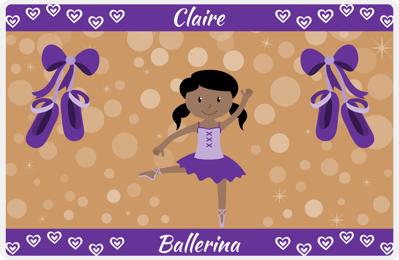 Personalized Ballerina Placemat VIII - Hearts Dance - Black Ballerina I -  View
