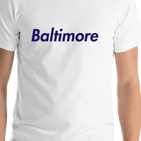 Thumbnail for Personalized Baltimore T-Shirt - White - Shirt Close-Up View
