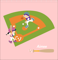 Thumbnail for Personalized Baseball Shower Curtain II - Pink Background - Brunette Girl - Decorate View