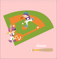 Thumbnail for Personalized Baseball Shower Curtain II - Pink Background - Black Hair Girl - Decorate View