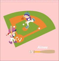 Thumbnail for Personalized Baseball Shower Curtain II - Pink Background - Redhead Girl - Decorate View