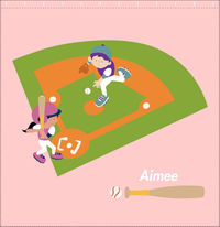 Thumbnail for Personalized Baseball Shower Curtain II - Pink Background - Black Girl I - Decorate View