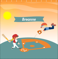 Thumbnail for Personalized Baseball Shower Curtain IV - Orange Background - Blonde Girl - Decorate View