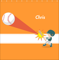 Thumbnail for Personalized Baseball Shower Curtain V - Orange Background - Brown Hair Boy - Decorate View