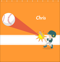 Thumbnail for Personalized Baseball Shower Curtain V - Orange Background - Blond Boy - Decorate View