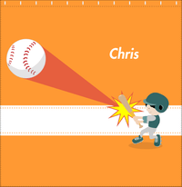 Thumbnail for Personalized Baseball Shower Curtain V - Orange Background - Black Hair Boy - Decorate View