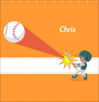 Thumbnail for Personalized Baseball Shower Curtain V - Orange Background - Black Boy II - Decorate View