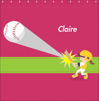 Thumbnail for Personalized Baseball Shower Curtain VI - Red Background - Brunette Girl - Decorate View