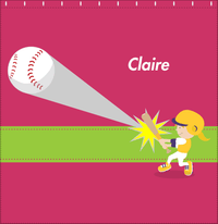 Thumbnail for Personalized Baseball Shower Curtain VI - Red Background - Blonde Girl - Decorate View