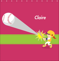 Thumbnail for Personalized Baseball Shower Curtain VI - Red Background - Redhead Girl - Decorate View
