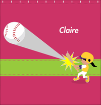 Thumbnail for Personalized Baseball Shower Curtain VI - Red Background - Black Girl I - Decorate View