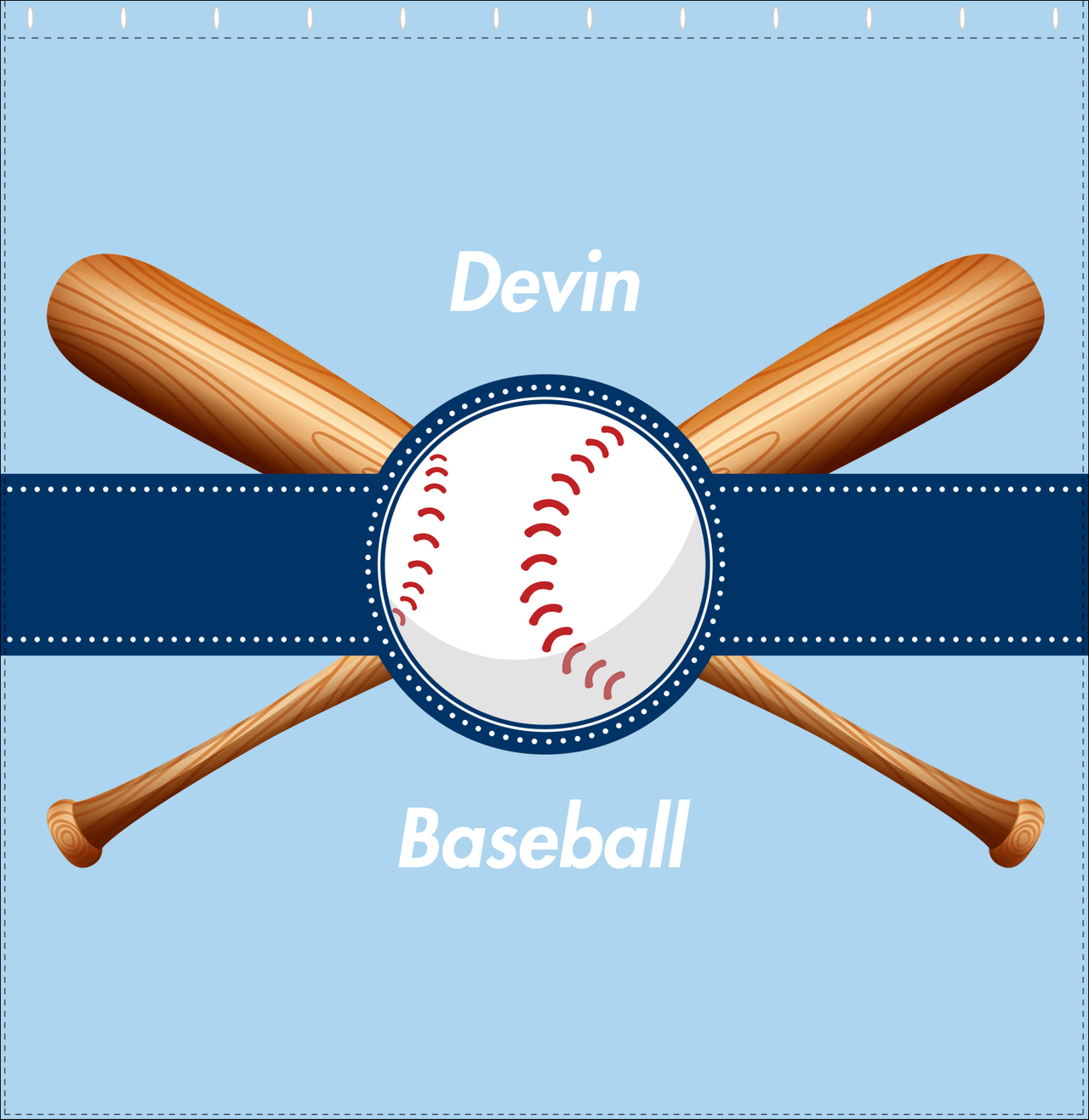 Personalized Baseball Shower Curtain VII - Blue Background - Decorate View