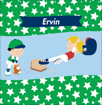 Thumbnail for Personalized Baseball Shower Curtain IX - Green Background - Blond Boy - Decorate View